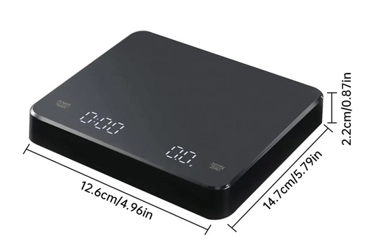 Digitale Koffieweegschaal met Timer – 0.1g Nauwkeurig, LED Display, 3kg Capaciteit