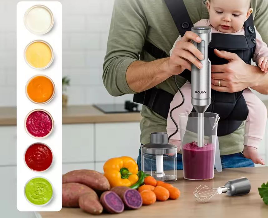 Staafmixer 4-in-1 – RVS Handblender met Hakmolen, Garde en Maatbeker