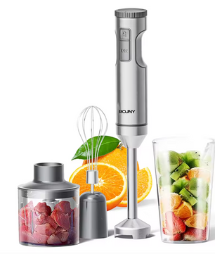 Staafmixer 4-in-1 – RVS Handblender met Hakmolen, Garde en Maatbeker