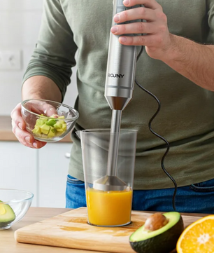 Staafmixer 4-in-1 – RVS Handblender met Hakmolen, Garde en Maatbeker