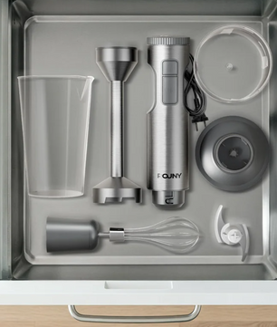 Staafmixer 4-in-1 – RVS Handblender met Hakmolen, Garde en Maatbeker