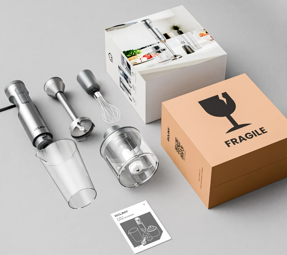 Staafmixer 4-in-1 – RVS Handblender met Hakmolen, Garde en Maatbeker