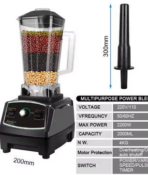 Professionele Blender 2200W – 3HP Smoothie Maker en Food Processor
