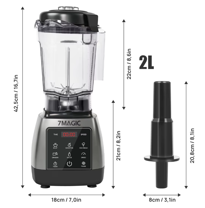 Professionele Blender 2000W – 2L Smoothie Maker met Timer