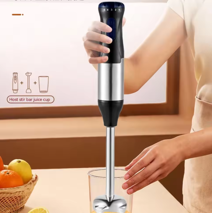 Staafmixer 4-in-1 1000W – RVS Handblender met Kom, Hakmolen en Garde
