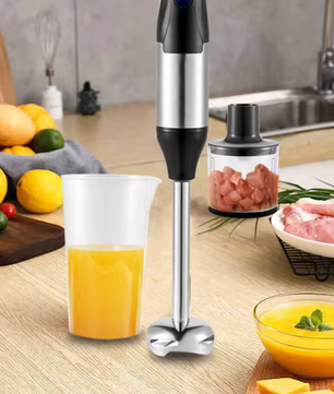 Staafmixer 4-in-1 1000W – RVS Handblender met Kom, Hakmolen en Garde