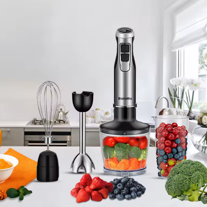 Staafmixer 4-in-1 1200W – Handblender met Hakmolen en Garde
