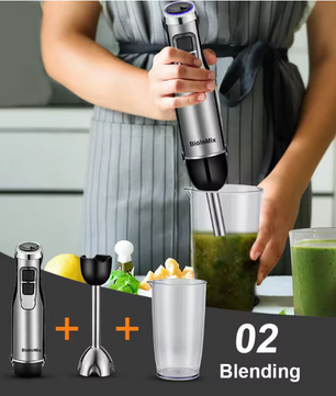 Staafmixer 4-in-1 1200W – Handblender met Hakmolen en Garde
