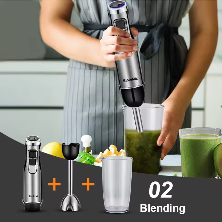 Staafmixer 4-in-1 1200W – Handblender met Hakmolen en Garde