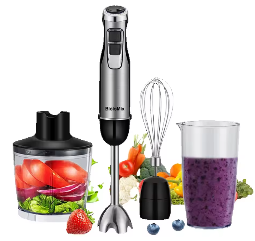 Staafmixer 4-in-1 1200W – Handblender met Hakmolen en Garde