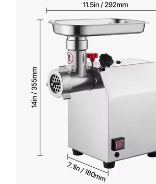Professionele Vleesmolen 600–1100W – RVS Gehaktmolen met Worstvuller