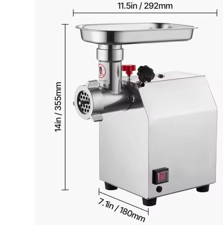 Professionele Vleesmolen 600–1100W – RVS Gehaktmolen met Worstvuller