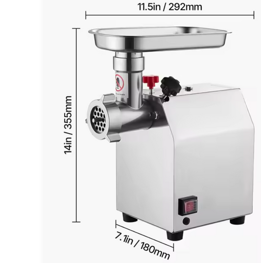 Professionele Vleesmolen 600–1100W – RVS Gehaktmolen met Worstvuller