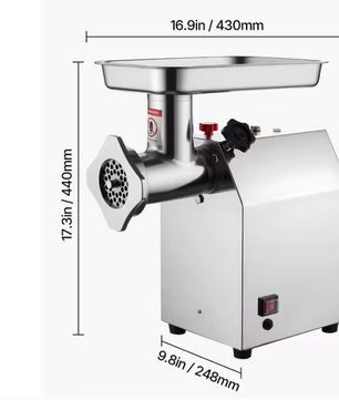 Professionele Vleesmolen 600–1100W – RVS Gehaktmolen met Worstvuller