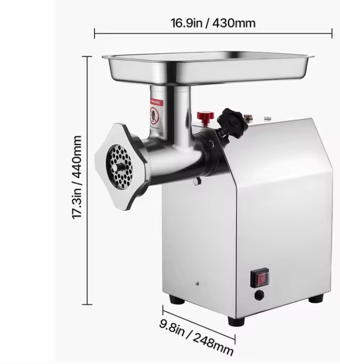 Professionele Vleesmolen 600–1100W – RVS Gehaktmolen met Worstvuller