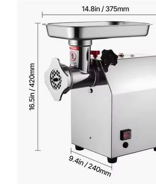 Professionele Vleesmolen 600–1100W – RVS Gehaktmolen met Worstvuller