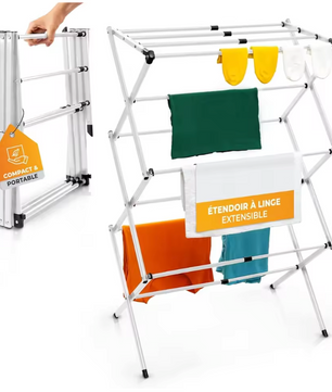 Opvouwbaar Droogrek 3 Lagen – Compact Wasrek voor Binnen en Buiten