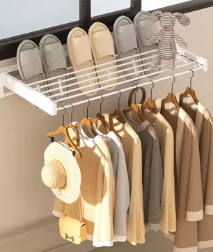 Wand Droogrek Opvouwbaar – 7 Stangen met Haken en Handdoekrek