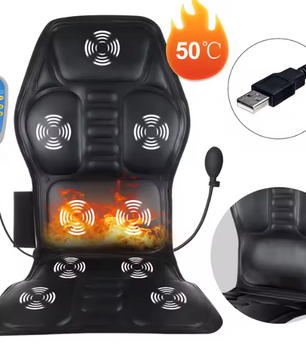 Massage Stoelkussen met Verwarming – PU Leder Zitkussen met Vibratie en 9 Motoren