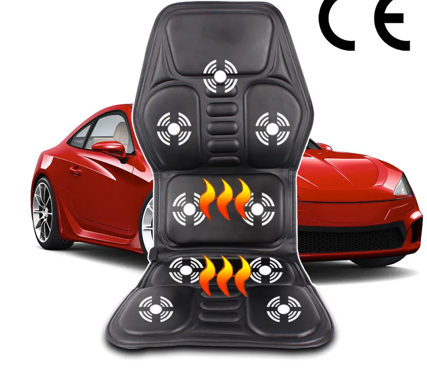 Massage Stoelkussen met Verwarming – PU Leder Zitkussen met Vibratie en 9 Motoren