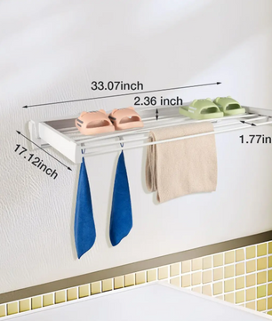 Wand Droogrek Opvouwbaar – 7 Stangen met Haken en Handdoekrek