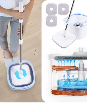 360° Dweilset met Emmer – Roterende Mop met Scheiding Water