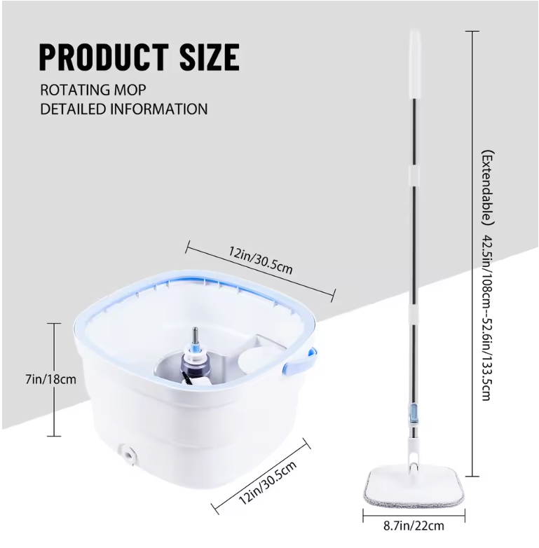 360° Dweilset met Emmer – Roterende Mop met Scheiding Water