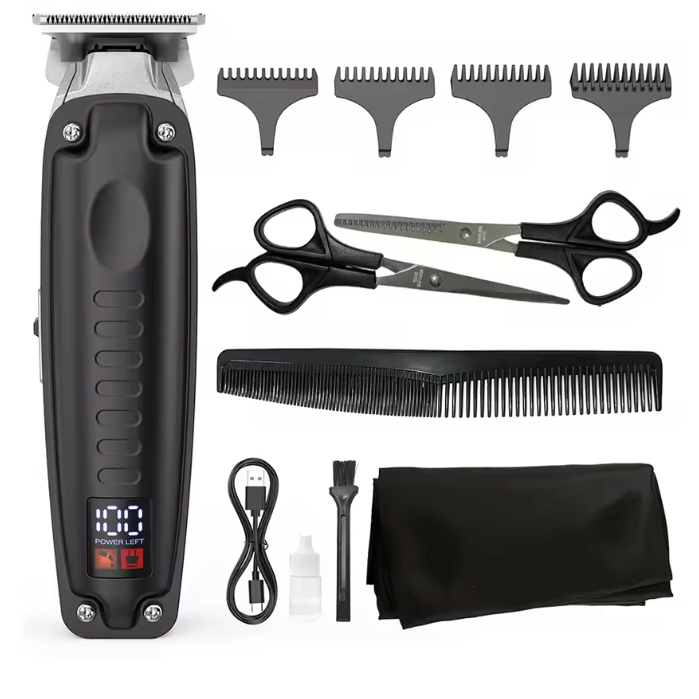 Professionele Tondeuse Set – Draadloze Haartrimmer met LED Display