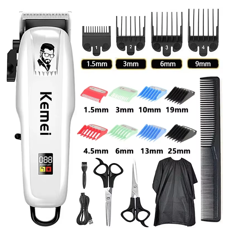Professionele Tondeuse – Draadloze Haartrimmer met LCD Display