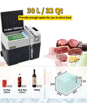 Draagbare Autokoelkast met Compressor – 12/24V en 230V Koelbox met Vriesfunctie