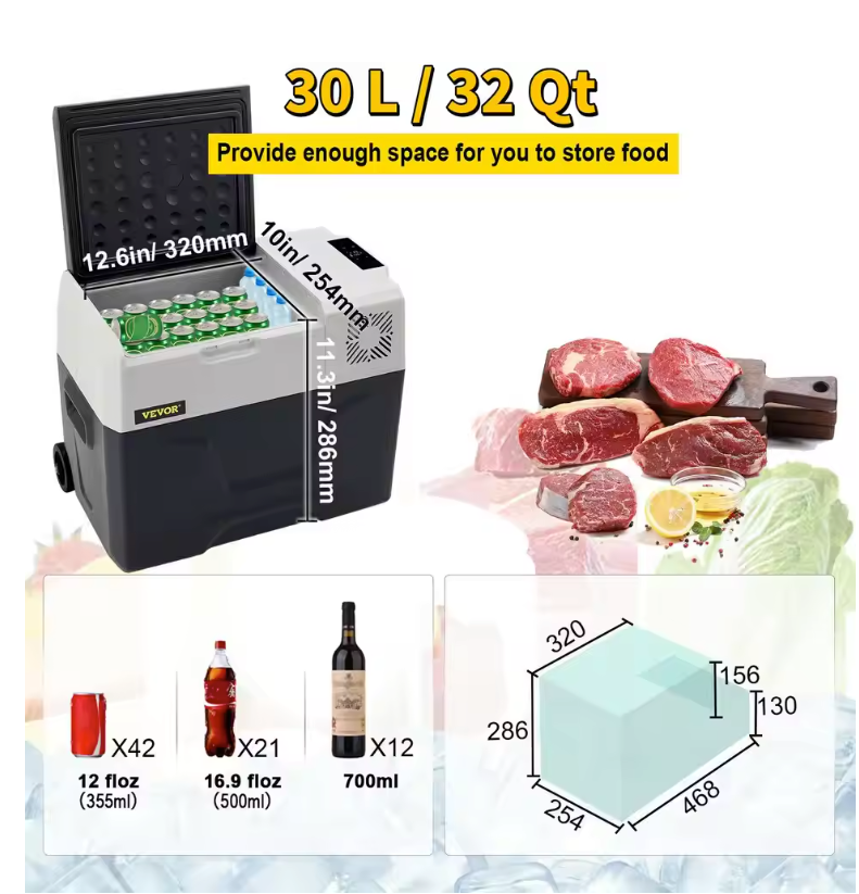 Draagbare Autokoelkast met Compressor – 12/24V en 230V Koelbox met Vriesfunctie