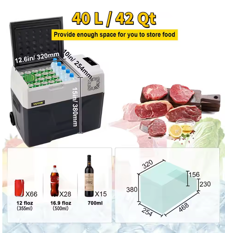 Draagbare Autokoelkast met Compressor – 12/24V en 230V Koelbox met Vriesfunctie
