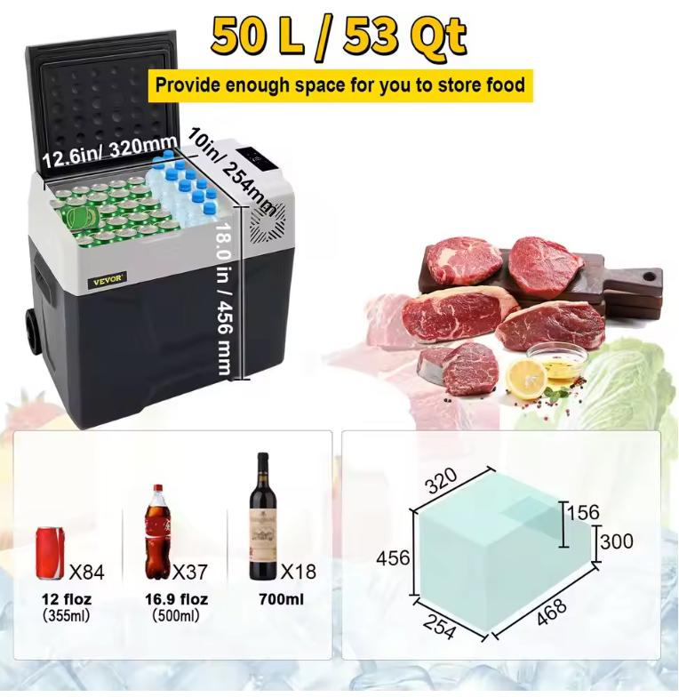 Draagbare Autokoelkast met Compressor – 12/24V en 230V Koelbox met Vriesfunctie