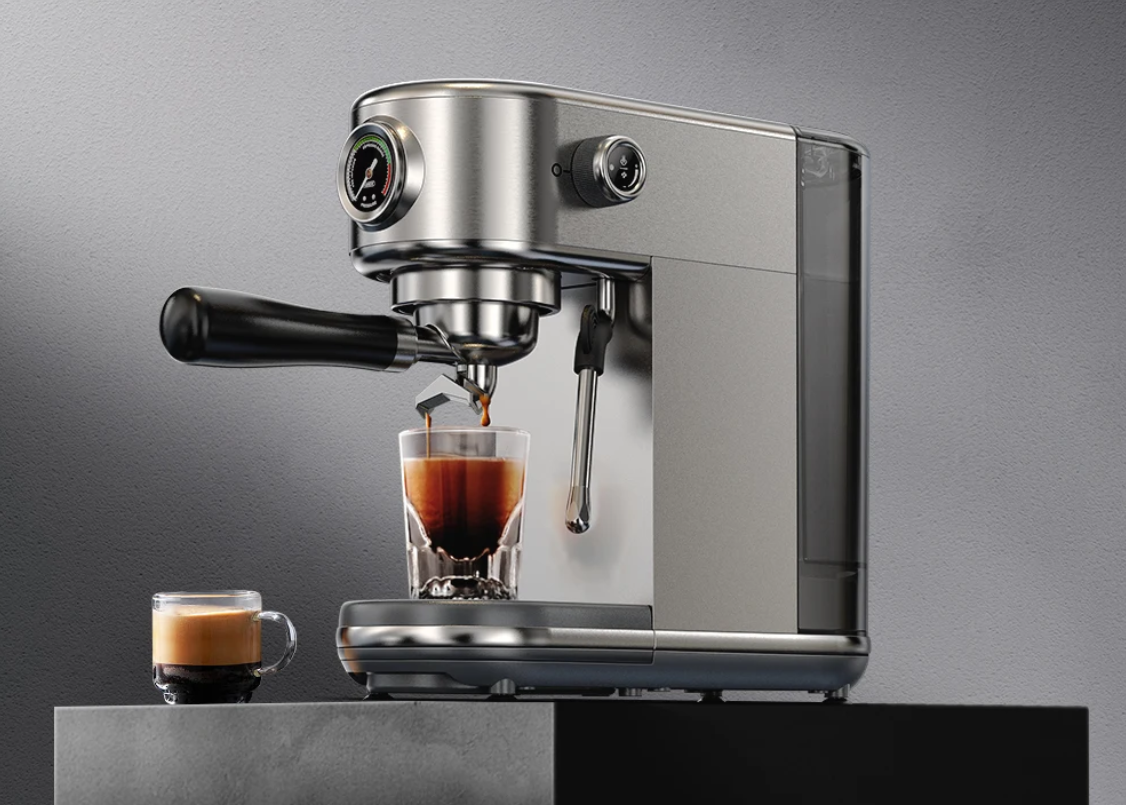 Espressomachine 20 Bar – Halfautomaat met Melkopschuimer en Slim Design