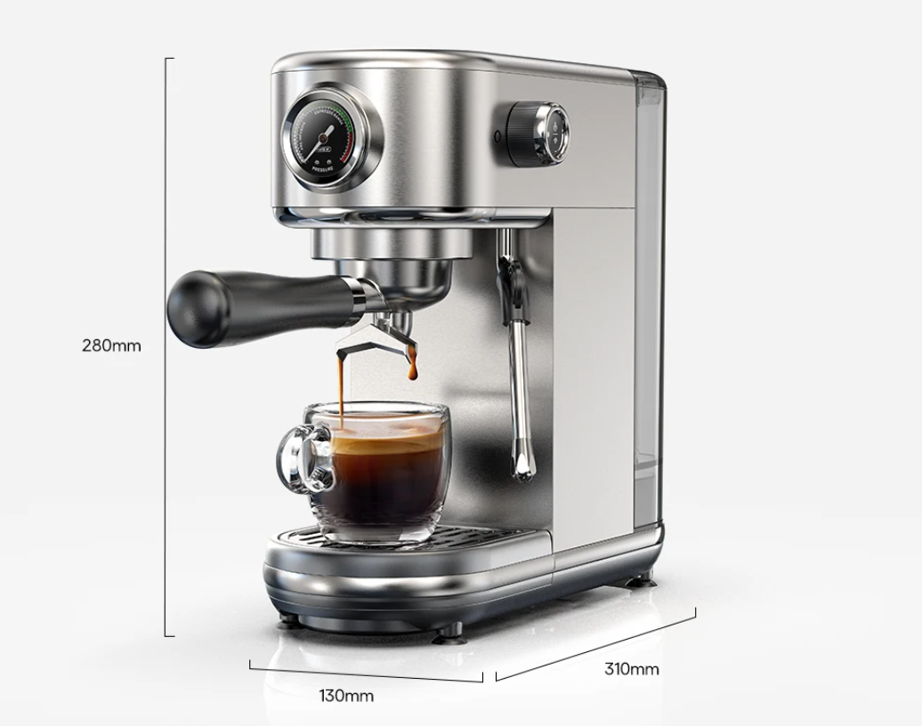 Espressomachine 20 Bar – Halfautomaat met Melkopschuimer en Slim Design