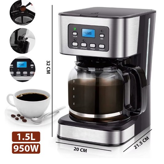 Filter Koffiezetapparaat met Timer – 1.5L Drip Coffee Maker