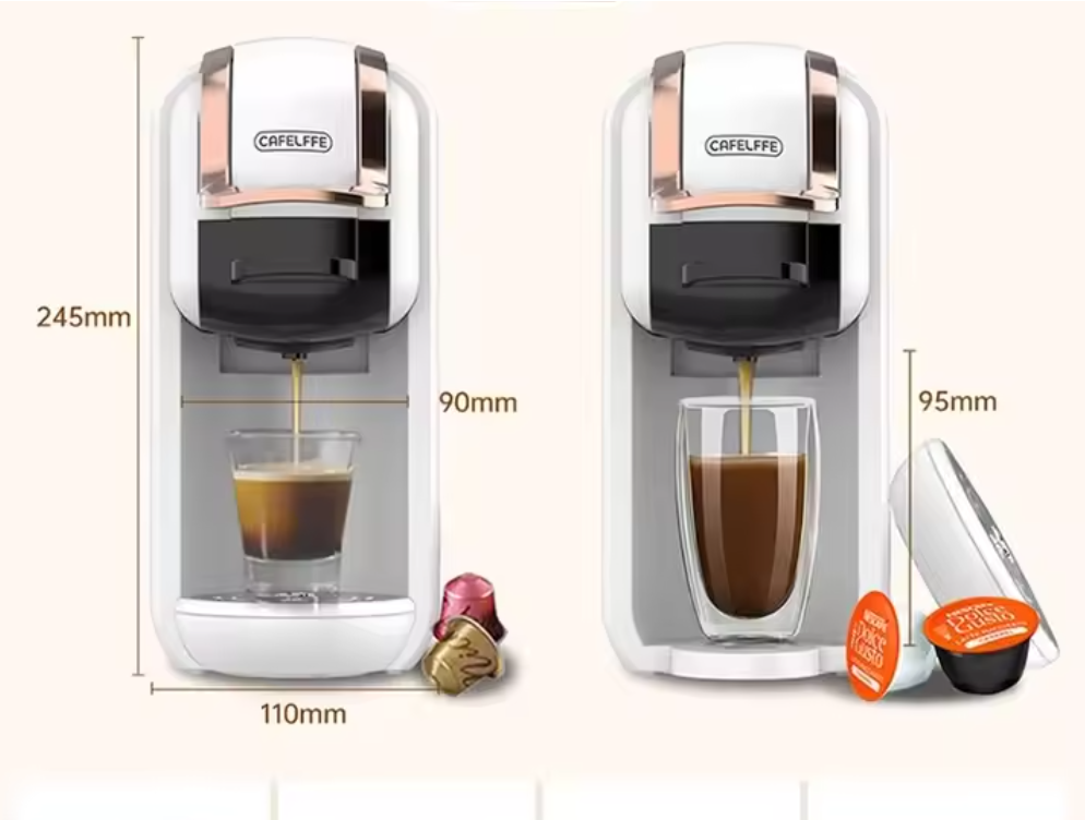 Capsule Koffiemachine 4-in-1 – 19 Bar voor Cups en Gemalen Koffie