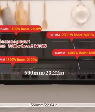 Inductiekookplaat 4 Zones – Flexzone met Slider en Boost 7200W