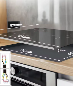 Inductiekookplaat 60 cm – 3 Zones met Touch Control, Timer en 5200W Vermogen