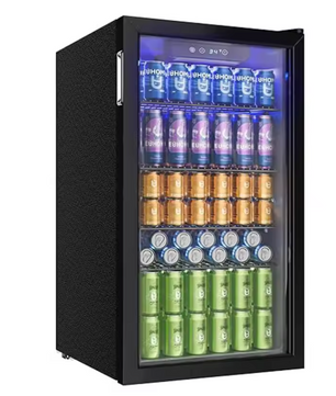 Drankenkoelkast 90L – Mini Koelkast met Glazen Deur voor 126 Blikjes, Verstelbare Planken