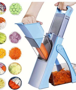 Multifunctionele Groentesnijder – Verstelbare Mandoline met 4 Snijstanden en Opvangbak