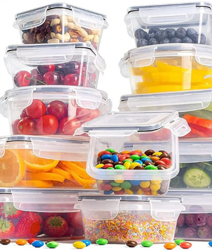 Set van 12 Vershoudbakjes – Luchtdichte Voedselbakjes met Deksel voor Koelkast en Meal Prep