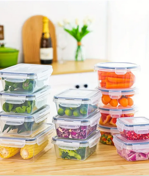 Set van 12 Vershoudbakjes – Luchtdichte Voedselbakjes met Deksel voor Koelkast en Meal Prep