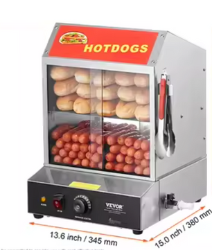 Hotdog Steamer 2-Laags – RVS Warmhouder met Temperatuurregeling en Glazen Display