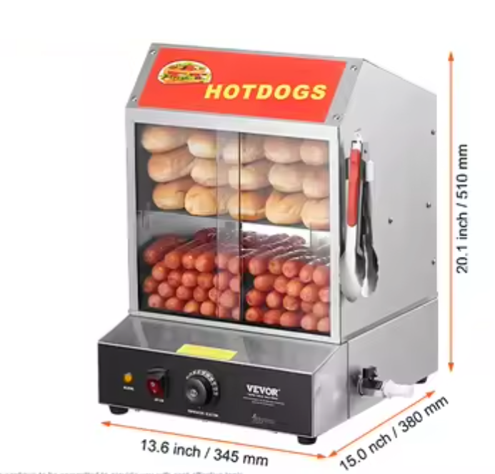 Hotdog Steamer 2-Laags – RVS Warmhouder met Temperatuurregeling en Glazen Display
