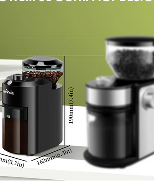 Elektrische Koffiemolen met Maalschijven – 28 Instellingen en Instelbare Hoeveelheid voor Perfecte Koffie
