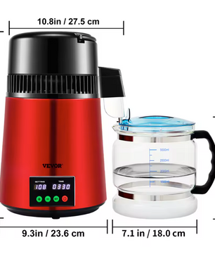 Waterdistilleerder 4L – Elektrische Waterfilter met Touchscreen en 1L/u Zuivering