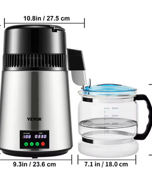 Waterdistilleerder 4L – Elektrische Waterfilter met Touchscreen en 1L/u Zuivering