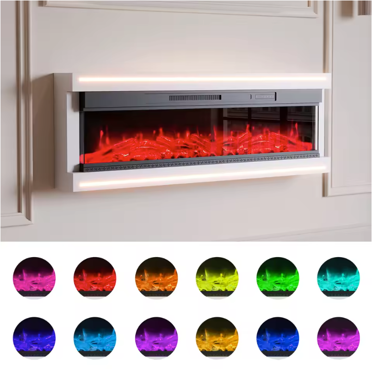 Elektrische Sfeerhaard met LED Vlammen – 12 Kleuren, Afstandsbediening en 750/1500W Verwarming