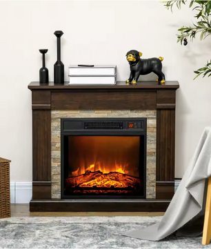 Elektrische Sfeerhaard met Kast – 1800W Haard met Vlam Effect, Afstandsbediening en Timer
